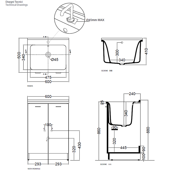 Фото Тумба с раковиной Kerasan Aquadom 60х50 см 9166K3*0