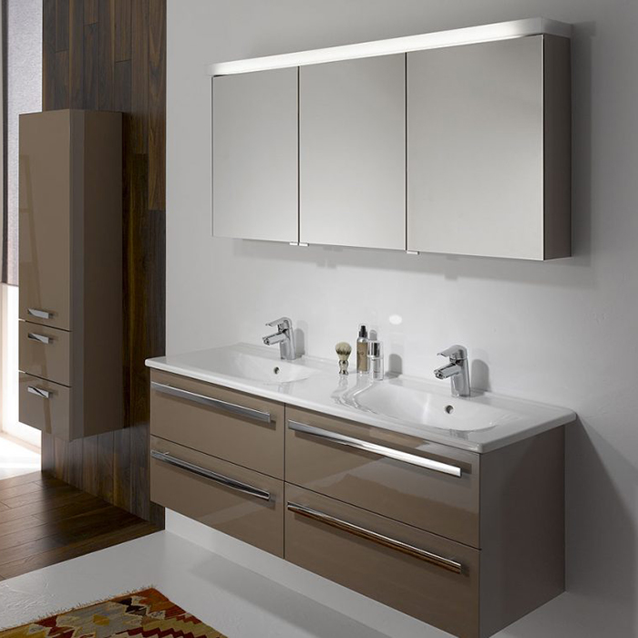 Фото Тумба с двумя раковинами Burgbad Essento 123 SEKP123F1749G0090C0001*1 песочный глянцевый