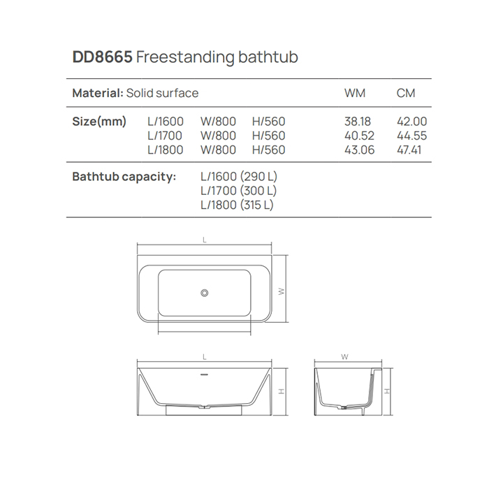 Фото Отдельностоящая ванна Dea Design Modern 180x80x56 DD8665 1800 18 белый