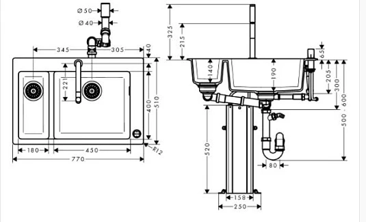Фото Кухонная комбинация hansgrohe C51-F635-09 43220000 хром