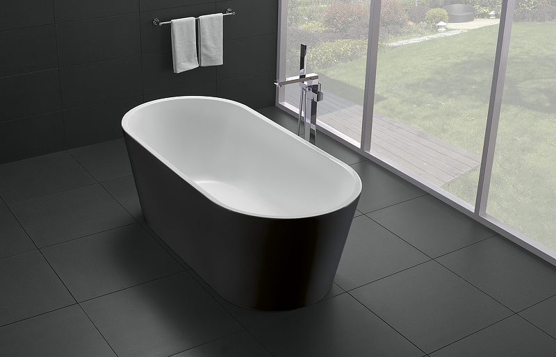 Фото Акриловая ванна BelBagno 180x80 BB71-1800-NERO-W0 черно-белая, без перелива
