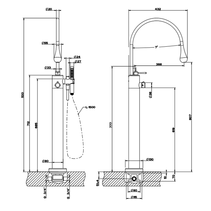 Фото Смеситель для ванны Gessi Goccia 24978#279 белый матовый