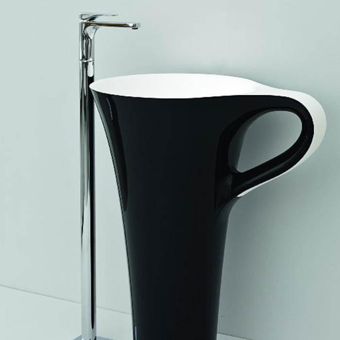 Фото Раковина напольная Artceram Cup OSL004 01 50 70х50х85 см, белый/черный