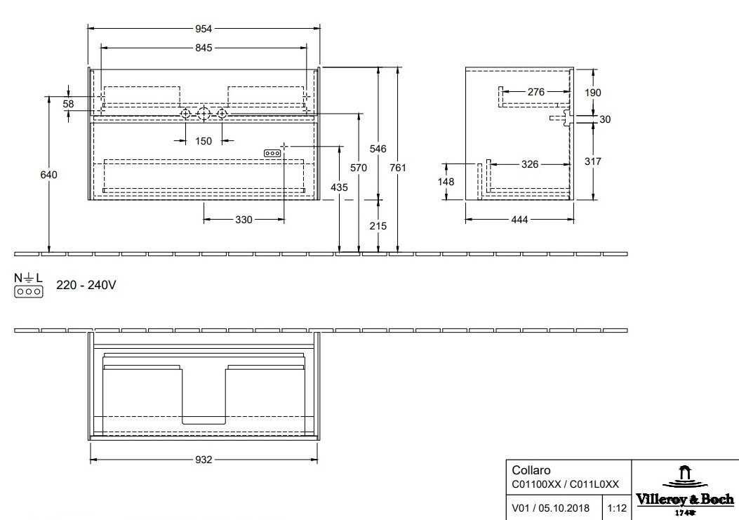 Фото Тумба под раковину Villeroy&Boch COLLARO C011L0VJ nordic oak