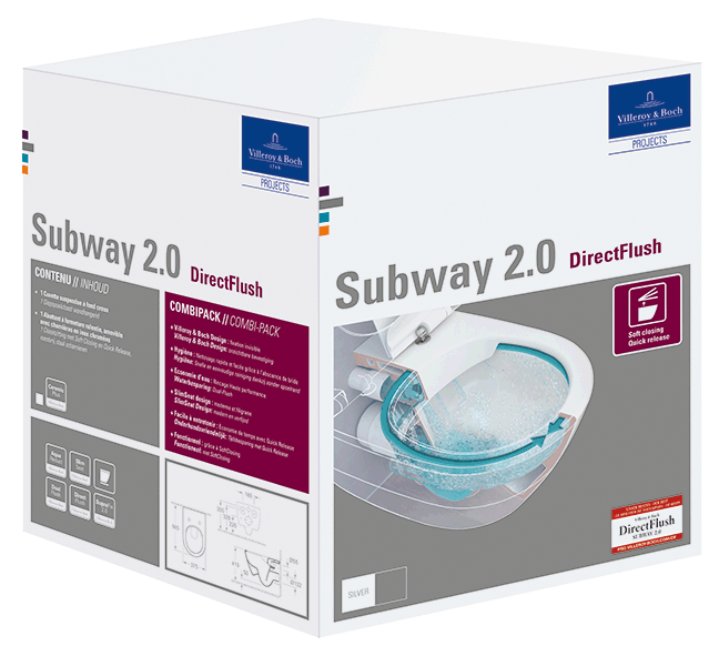 Фото Подвесной унитаз Villeroy&Boch Subway 2.0 PLUS 5614R2R1 (5614R0R1+9M78S101) с сиденьем
