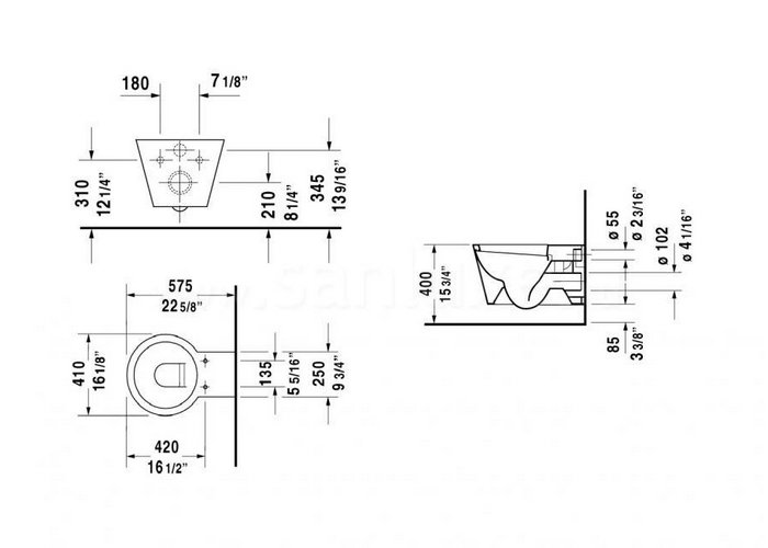 Фото Подвесной унитаз Duravit Starck 1 02100900641-WG