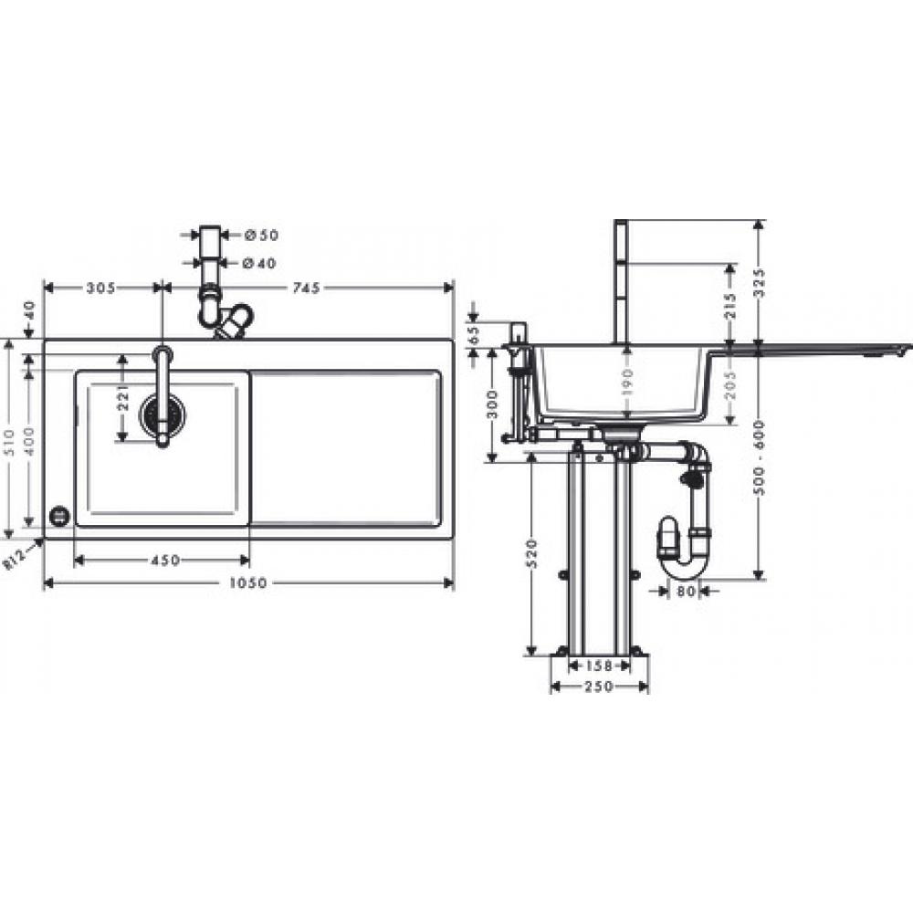 Фото Кухонная комбинация hansgrohe 450 с крылом C51-F450-12 43228000