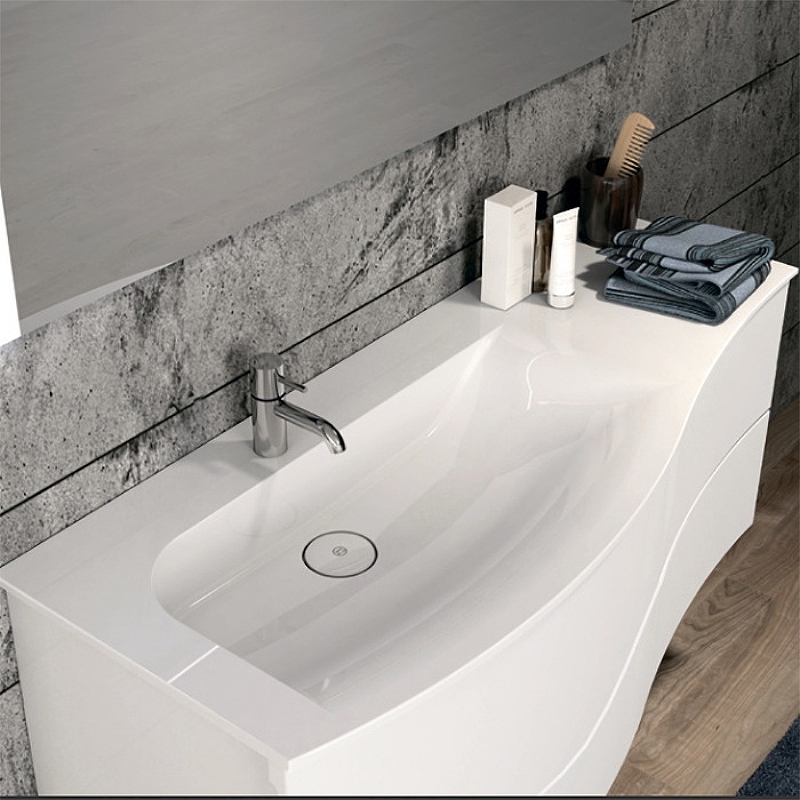 Фото Тумба с раковиной Burgbad Sinea 2.0 120 SFFQ121L F2800 G0165 C0001*1 белый глянцевый