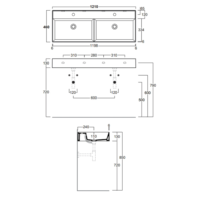 Фото Раковина Simas Agile 120 AG121D bi*0 двойная