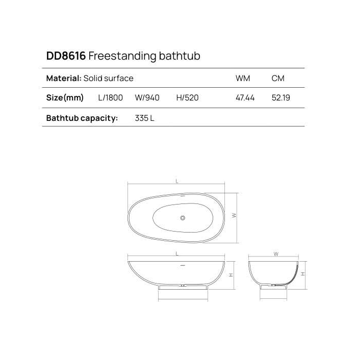 Фото Отдельностоящая ванна Dea Design Modern 180х94х52 DD8616 1800 16 чёрный