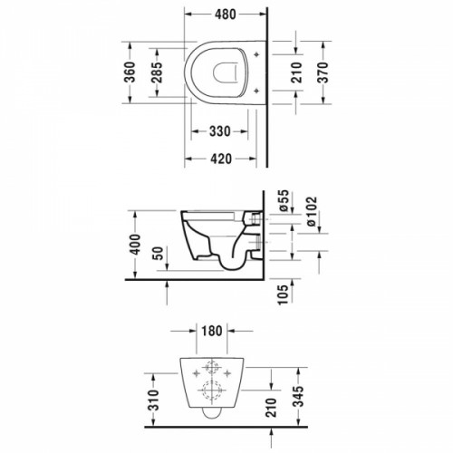 Фото Унитаз подвесной DURAVIT ME BY STARCK 45300900A1 (2530090000+0020190000) с сиденьем