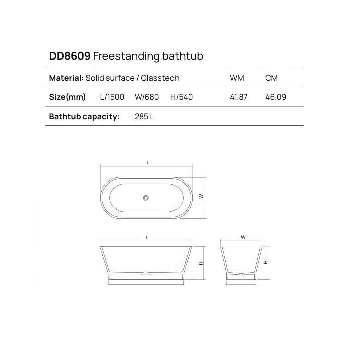 Фото Отдельностоящая ванна Dea Design Shadow 150х68х54 DD8609 1500 16 чёрный