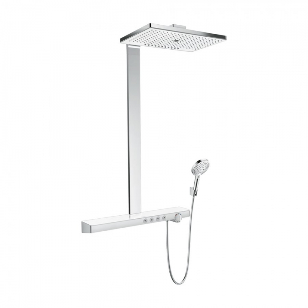 Фото Душевая стойка с термостатом hansgrohe Showerpipe 460 3jet EcoSmart 27029400 9 л/мин белый хром