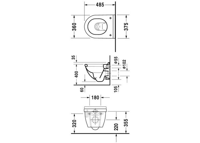 Фото Подвесной унитаз Duravit Starck 3 22270900001-WG