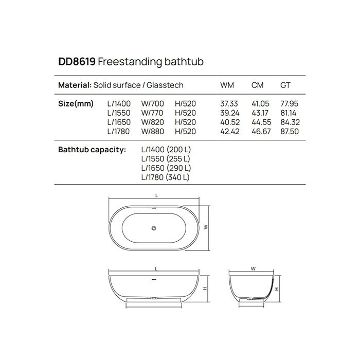 Фото Отдельностоящая ванна Dea Design Shadow 178х88х52 DD8619 1780 R1 sunset