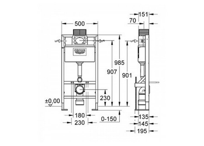 Фото Инсталляция для унитаза Grohe Rapid SL 38586001