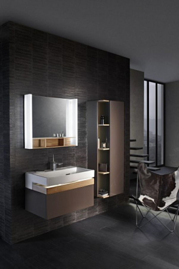 Фото Шкаф-пенал 50 см Jacob Delafon Terrace EB1179D-M76 правый, серый матовый