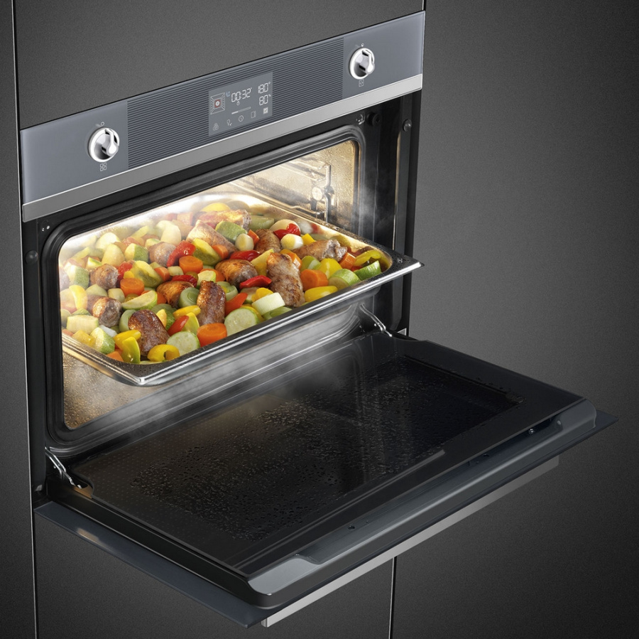 Фото Духовой шкаф комбинированный с пароваркой Smeg SF4102VCS
