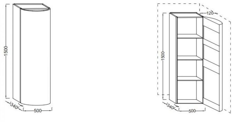 Фото Подвесной шкаф-пенал 50х150 L Jacob Delafon Presquile EB1115G-V13, Палисандр шпон