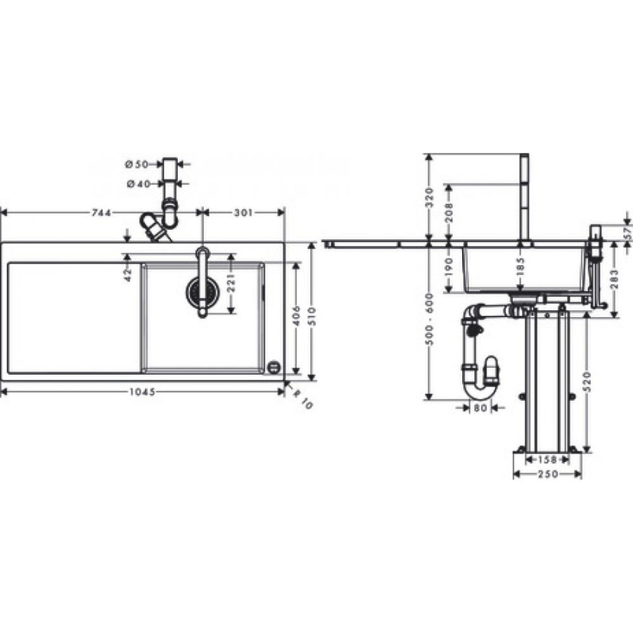 Фото Кухонная комбинация hansgrohe 450 с крылом C71-F450-07 43205800 сталь