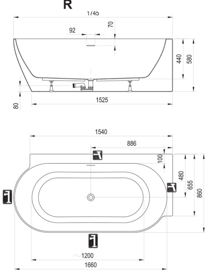 Фото Акриловая ванна Ravak Freedom Corner II Tec R 175x86 CC81600000 правая розовая