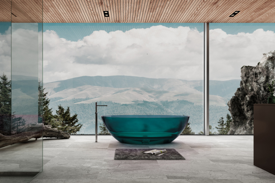 Фото Прозрачная ванна Abber Kristall 180x85 AT9702Aquamarin аквамарин
