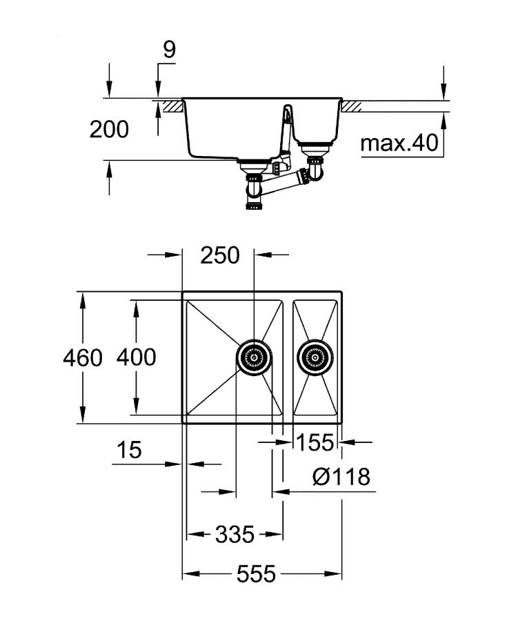 Фото Кухонная мойка Grohe K700 31658AP0 черный гранит