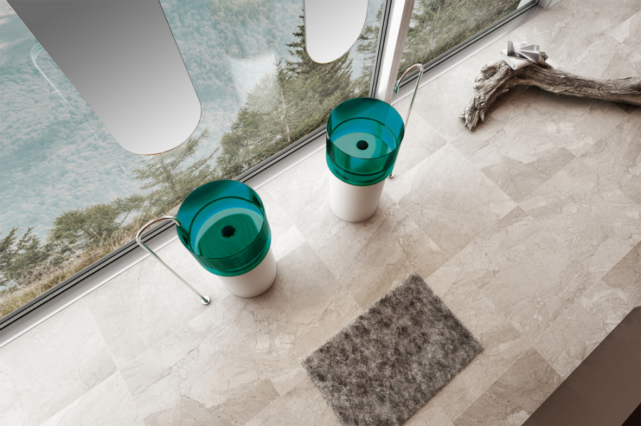 Фото Раковина Abber Kristall 45 AT2701White-Aquamarin белый/аквамарин