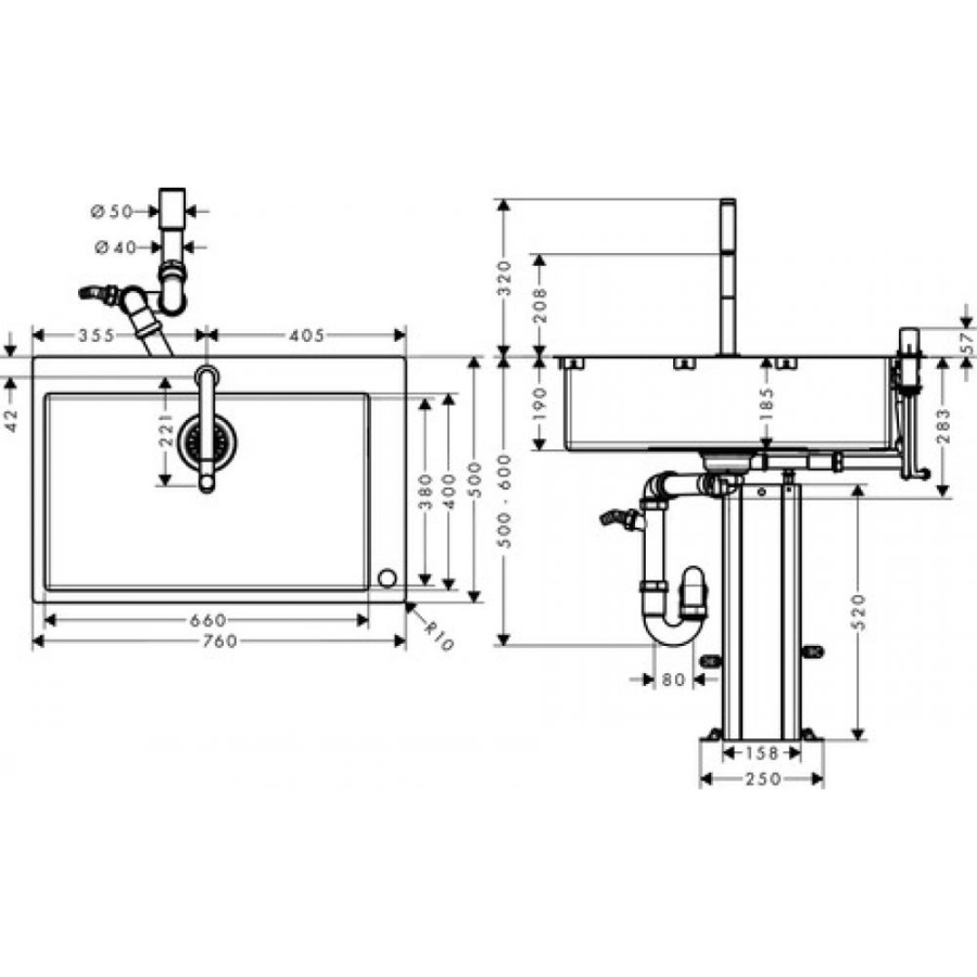Фото Кухонная комбинация hansgrohe C71-F660-08 43202800 сталь