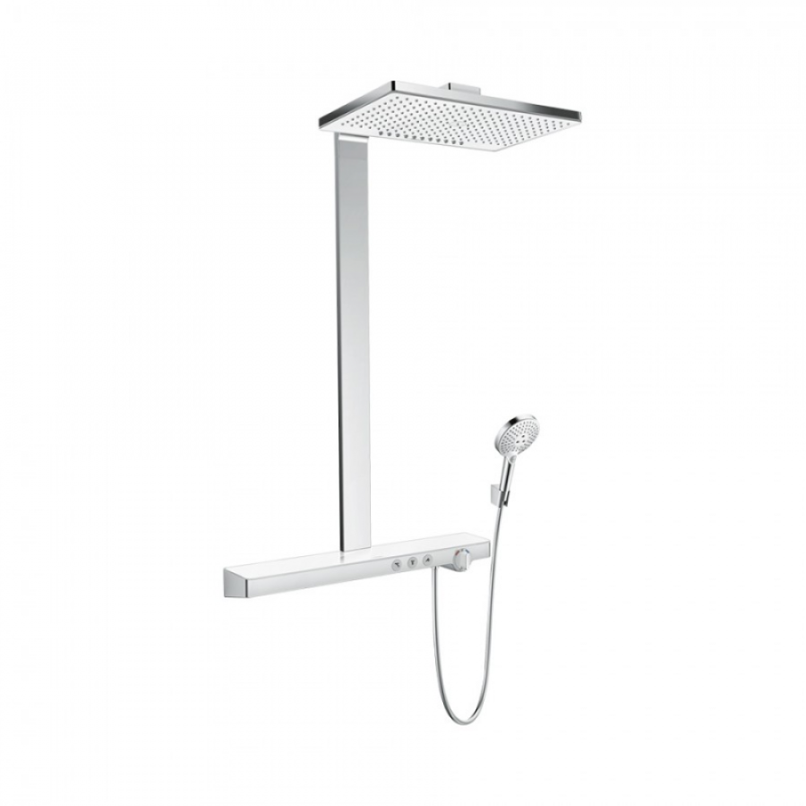 Фото Душевая стойка с термостатом hansgrohe Showerpipe 460 2jet EcoSmart 27109400 9 л/мин белый хром