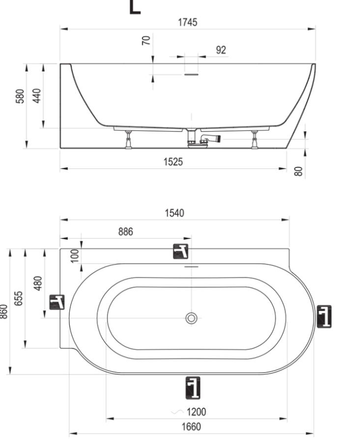 Фото Акриловая ванна Ravak Freedom Corner II Tec L 175x86 CC91600000 левая розовая
