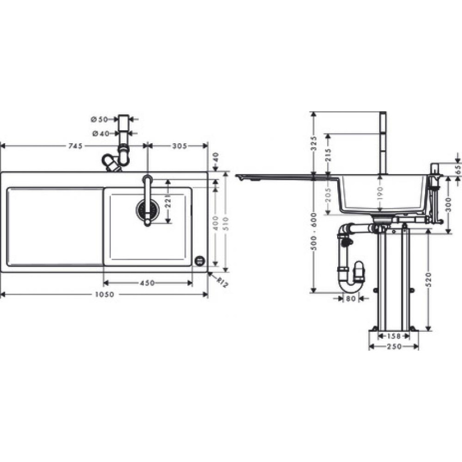 Фото Кухонная комбинация hansgrohe 450 с крылом C51-F450-08 43219000