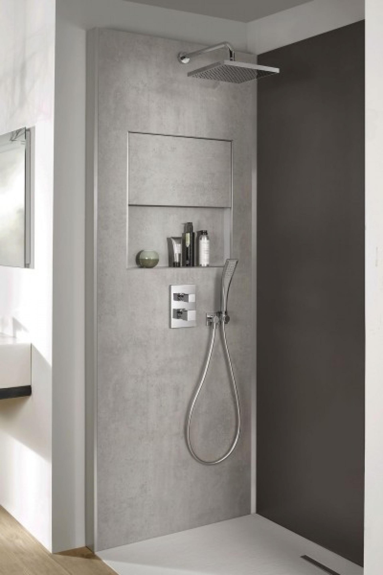 Фото Душевая система Jacob Delafon Ecrin E803021-D34 темный дуб/хром