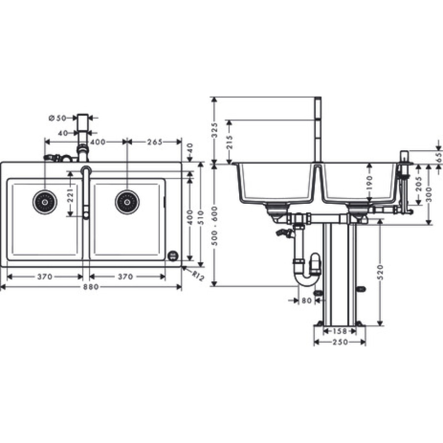 Фото Кухонная комбинация hansgrohe 370/370 C51-F770-10 43221000
