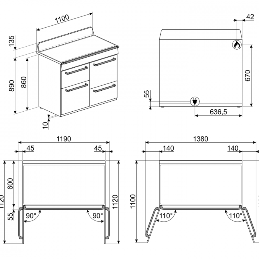 Фото Варочный центр Smeg TR4110GR