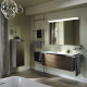 Фото Тумба с раковиной Burgbad Yso 128 SFAC111 L K0396 F2321 C0001*1 светло-серый глянцевый/коньячный орех