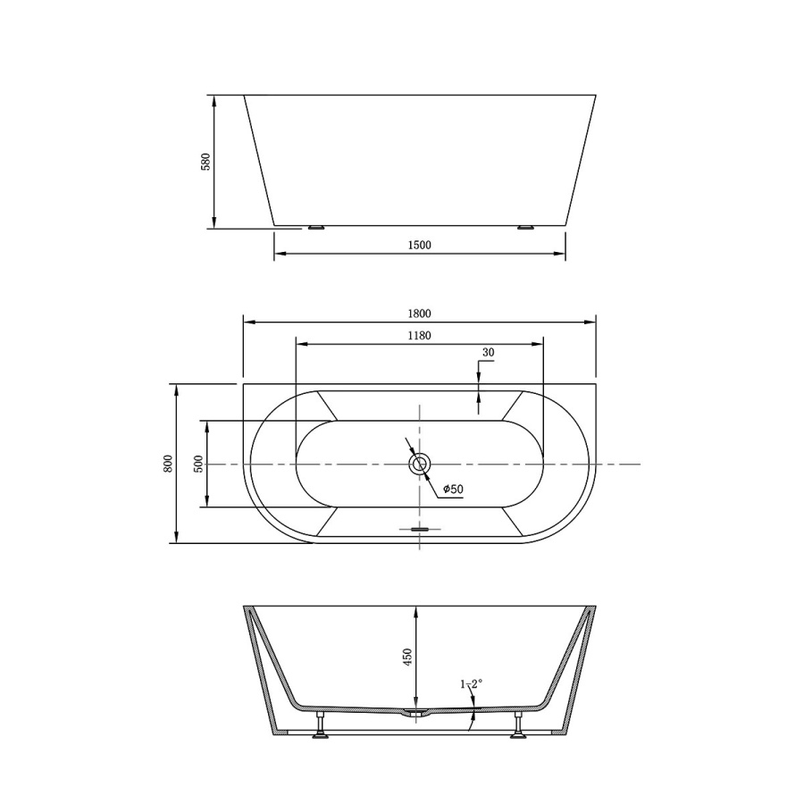 Фото Акриловая ванна Vincea 180x80 VBT-421-1800