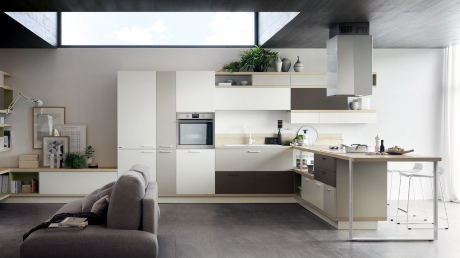 Фото Кухня Scavolini Foodshelf угловая 360 на 240 см