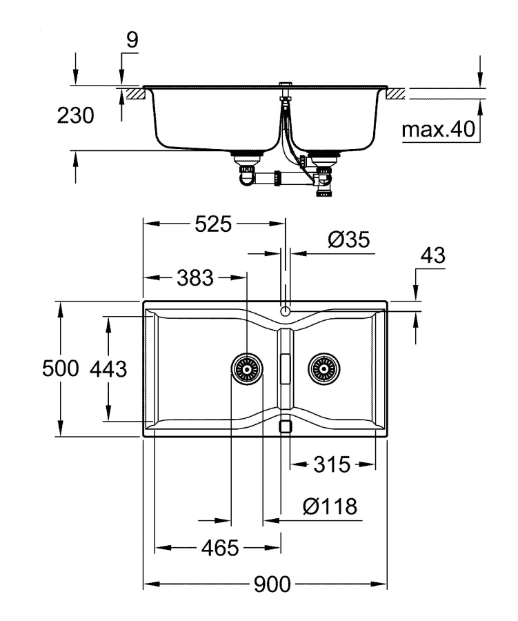 Фото Кухонная мойка Grohe K700 31658AT0 серый гранит